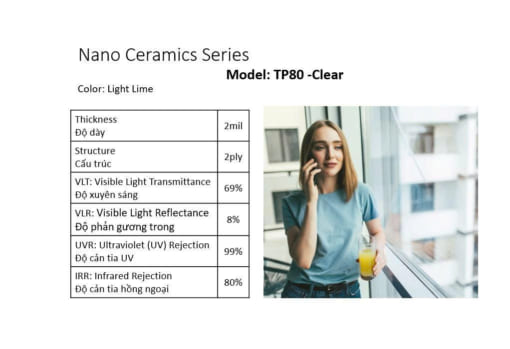 phim cach nhiet Nano ceramics series - TP80-clear